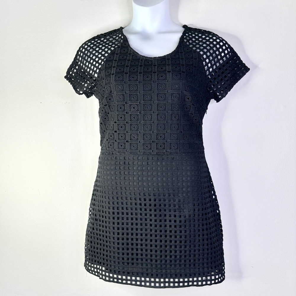 Karlie Dress Women L Black Mini Crochet Lace Short Sleeve CuteGoth Festival NWT